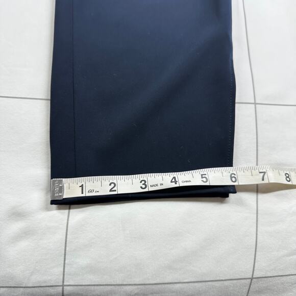 Akris Punto Pants Womens 12 Navy Blue Mike Split Hem Crepe Drawstring Minimalist - Picture 14 of 14